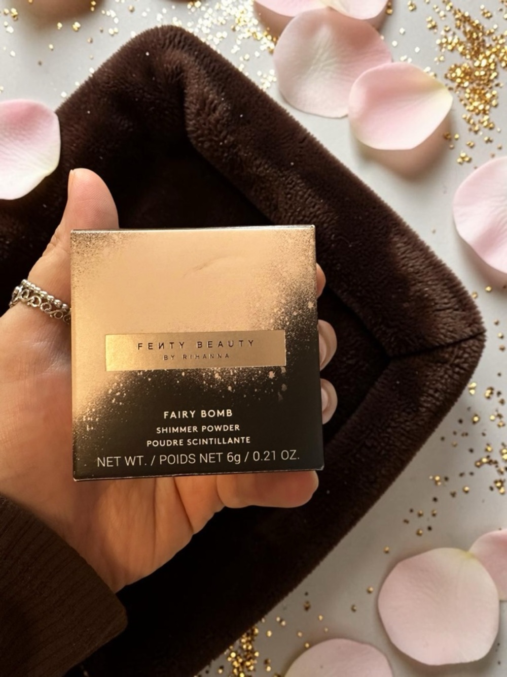 Fenty Beauty Fairy Bomb Shimmer Powder - Rose Gold and Black